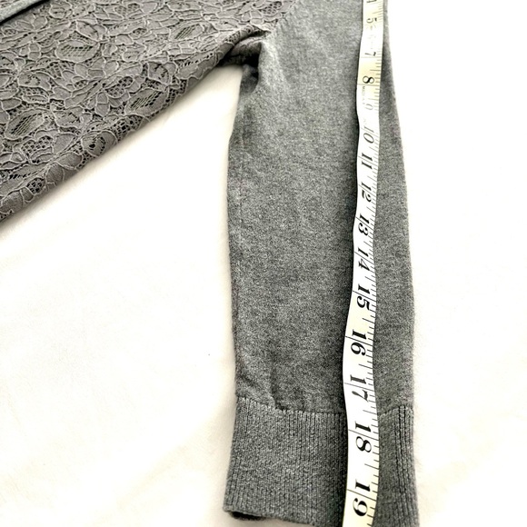 LOFT Gray Lace Cotton/Nylon Stretch Women's Light Sweater - Picture 15 of 15